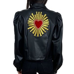 Handmade Black Leather Jacket w/ Patch